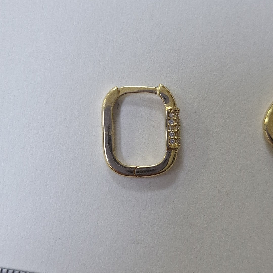ARETES HUGGIES OVALADA C CIRCONIAS 14K 2.5 GR (NUEVO)