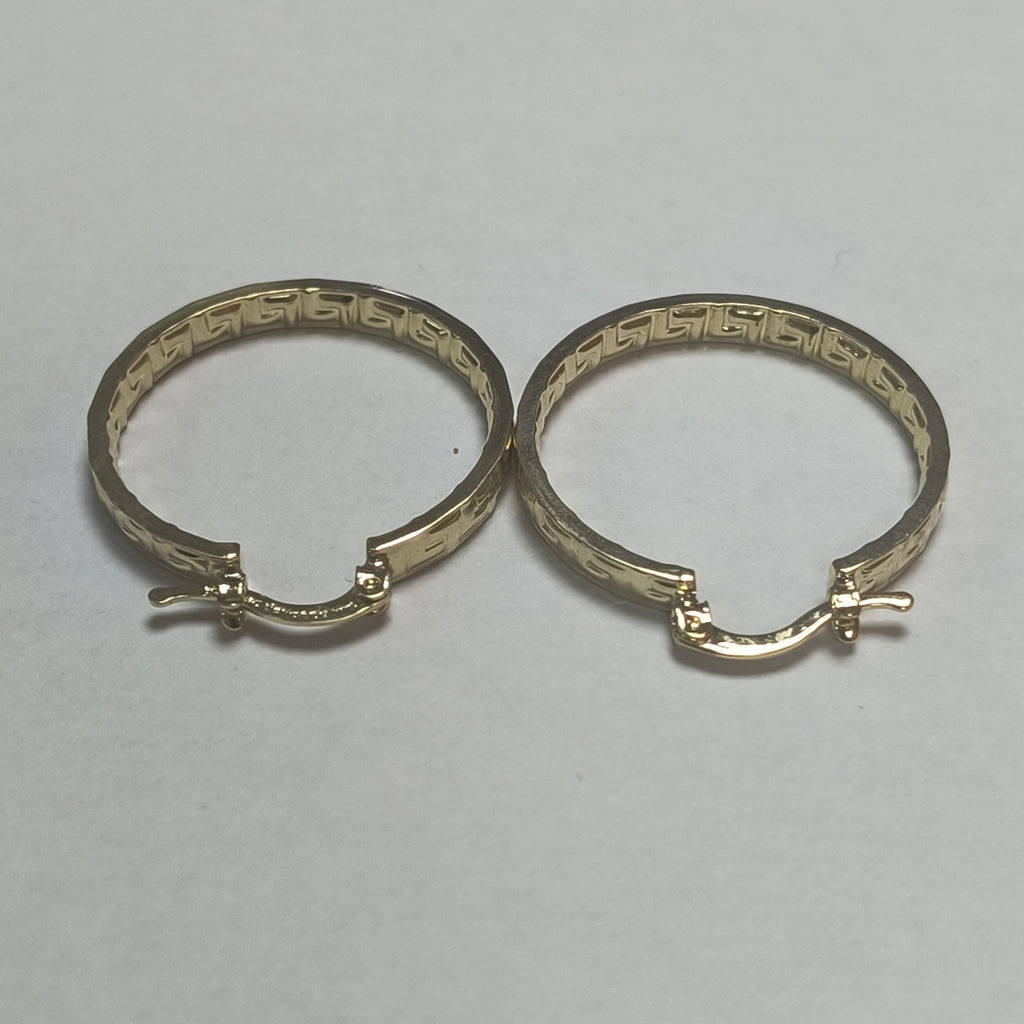 ARETES TEJIDO ARRACADA CON GRECAS 14K 2.7 GR (NUEVO)
