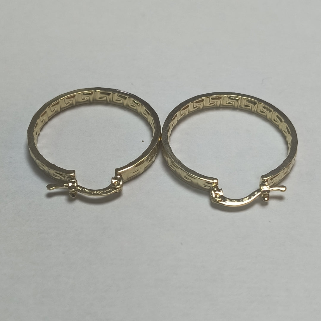 ARETES TEJIDO ARRACADA CON GRECAS 14K 2.7 GR (NUEVO)