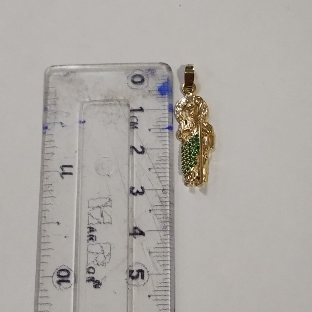 DIJE SAN JUDAS CON PIEDRAS DE COLOR 14K 1.6 GR (NUEVO)