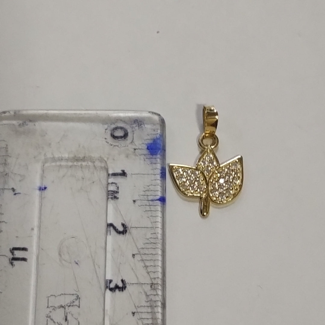 DIJE TEJIDO HOJAS CON CIRCONIAS 14K 1 GR (NUEVO)