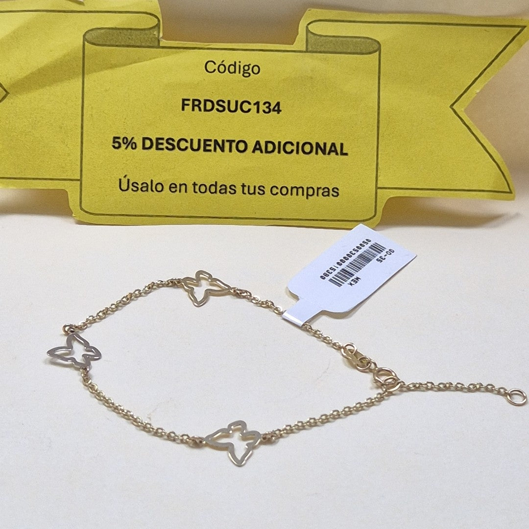 PULSERA ESPECIAL C MARIPOSAS 14K 18 CM 1.7 GR (NUEVO)