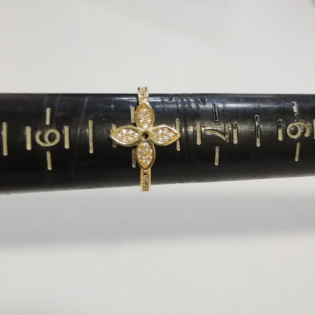 ANILLO ANILLITO FLOR C CIRCONIAS 14K 8 TALLA 2.1 GR (NUEVO)