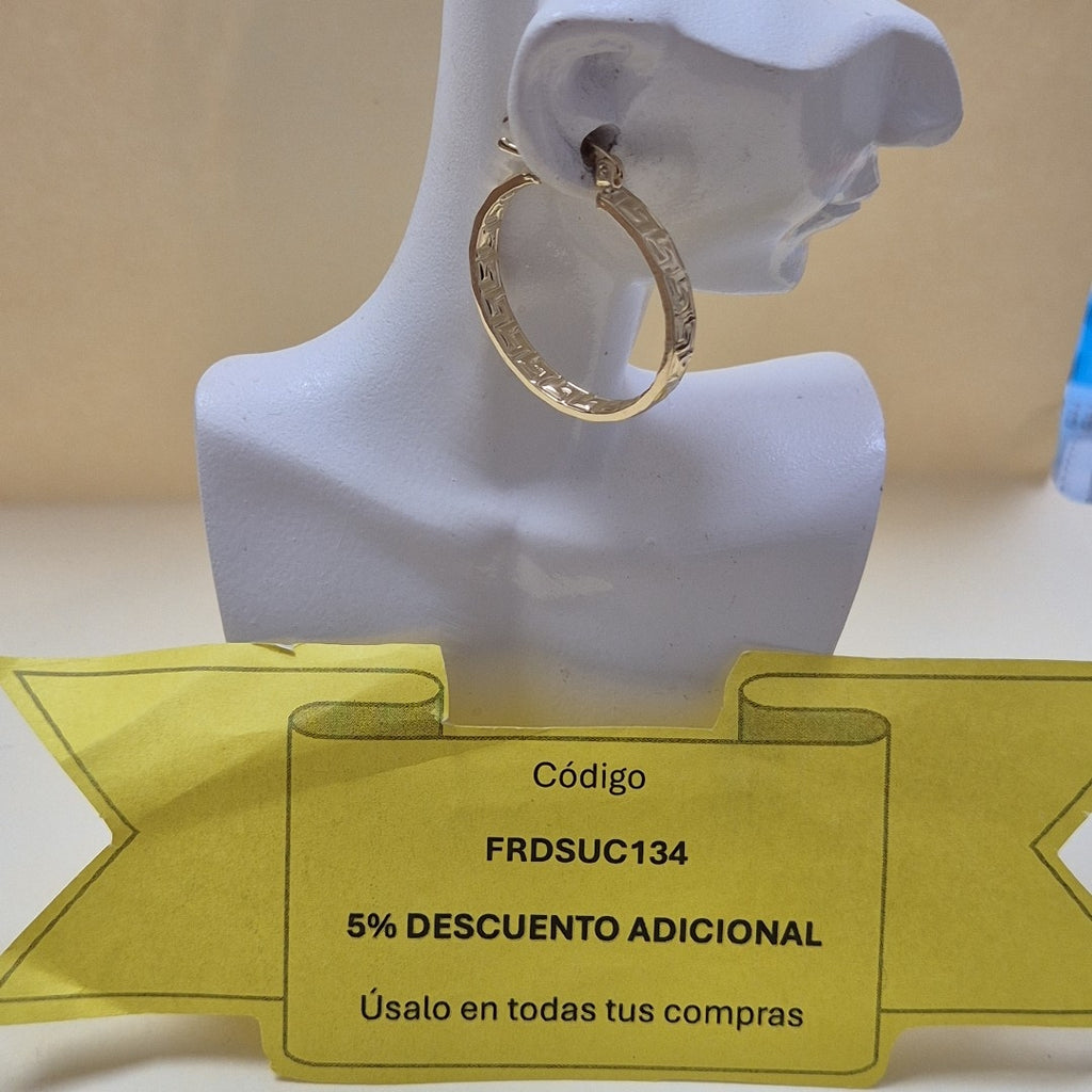ARETES TEJIDO ARRACADA CON GRECAS 14K 2.7 GR (NUEVO)
