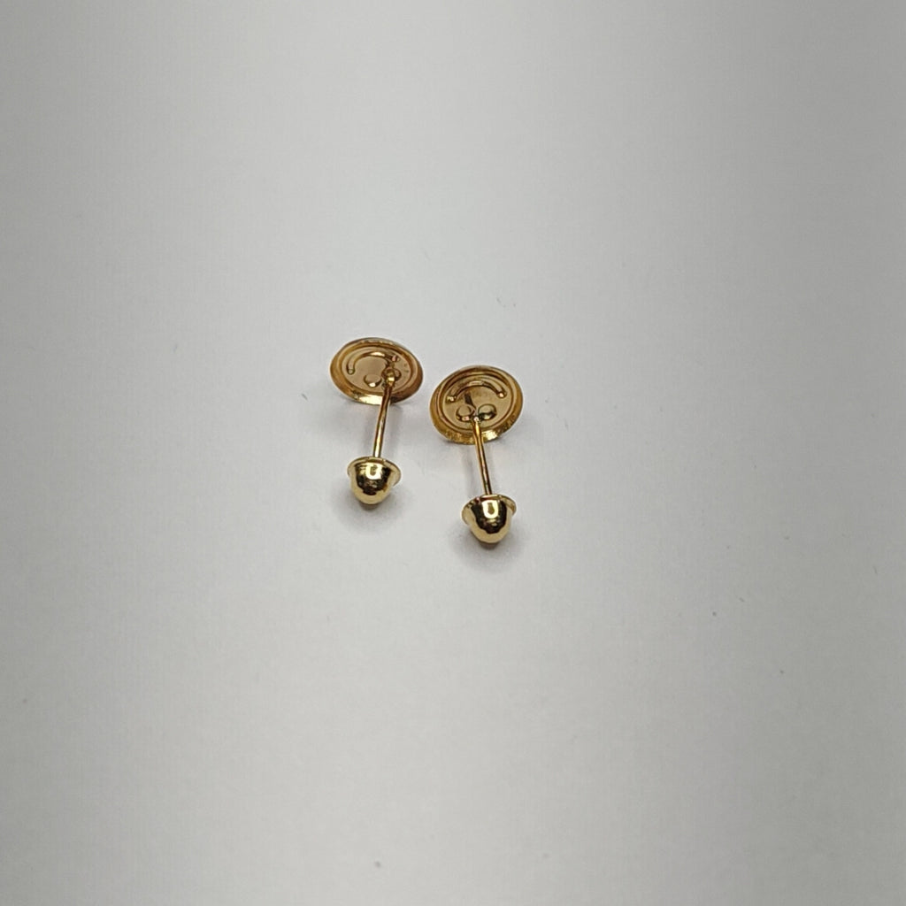 BROQUELES BROQUEL FIG SONRISA ESMALTE ROSA 14K 0.1696 GR (NUEVO)
