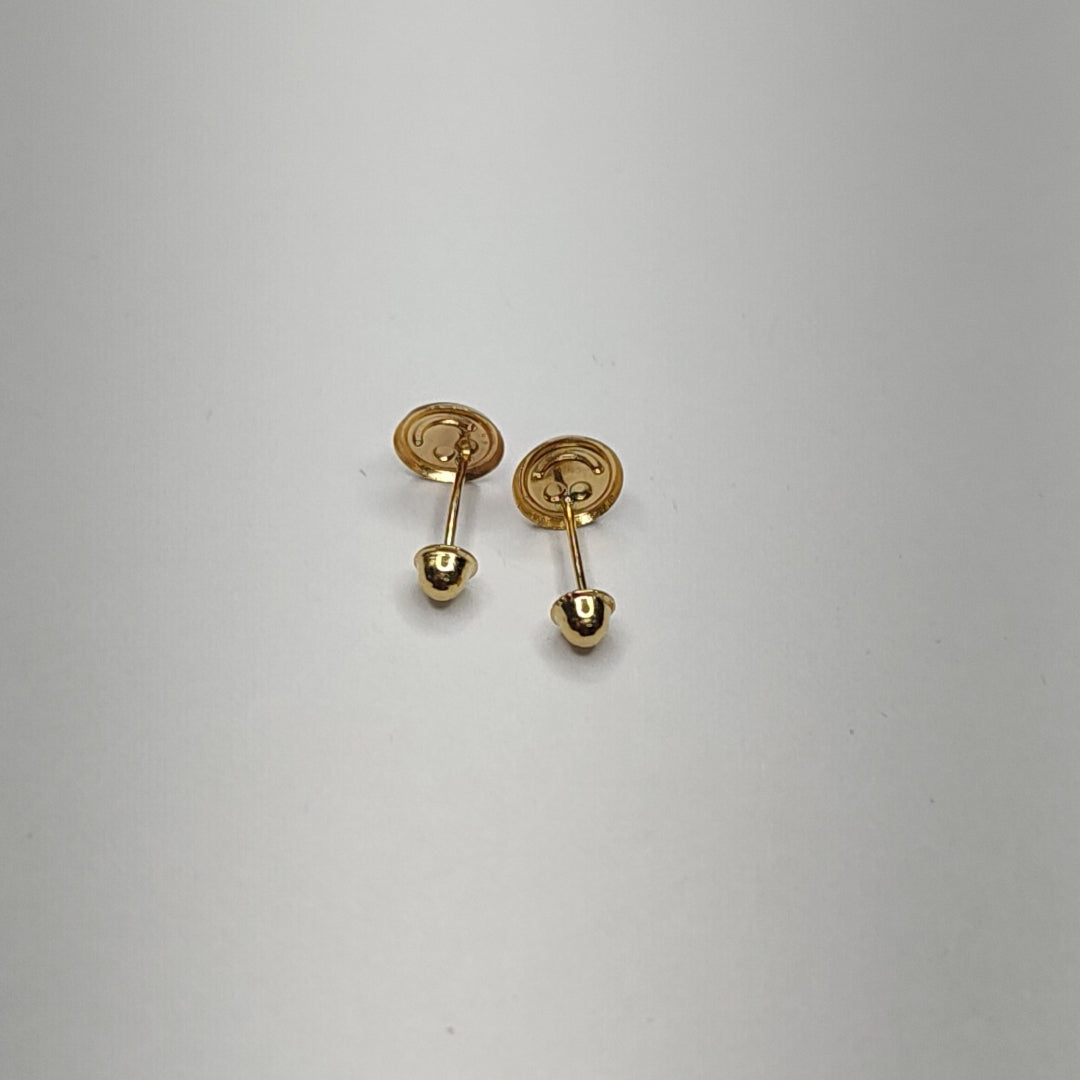 BROQUELES BROQUEL FIG SONRISA ESMALTE ROSA 14K 0.1696 GR (NUEVO)