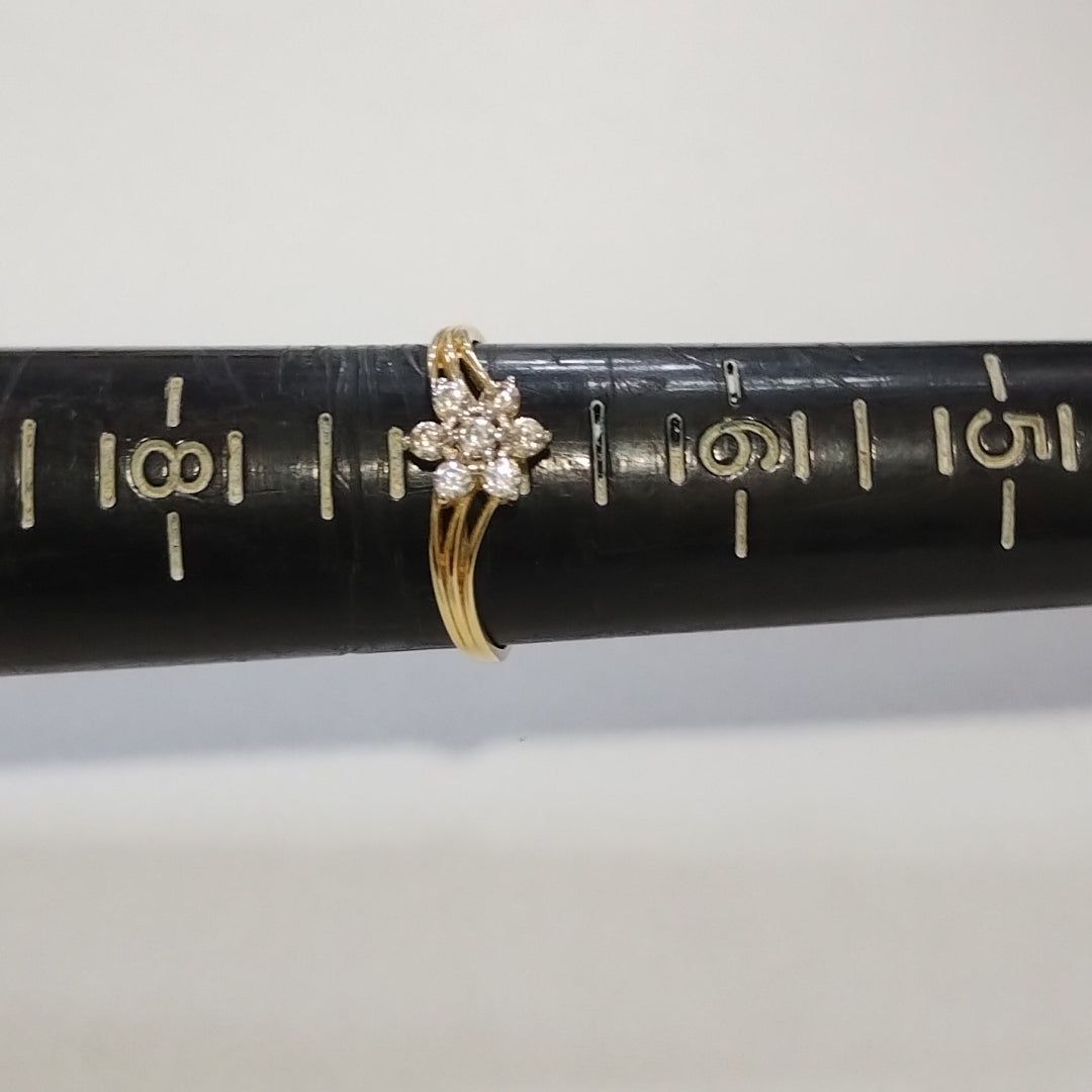 ANILLO ANILLITO FLOR C CIRCONIAS 14K 7 TALLA 1.4 GR (NUEVO)