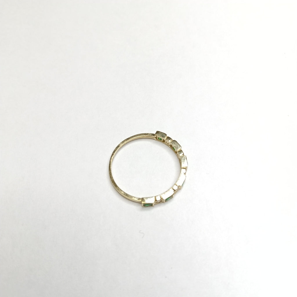 ANILLOS TEJIDO ANILLITO C CIRCONIAS Y PIEDRAS VERDES 14K 8.5 1.5 GR (NUEVO)