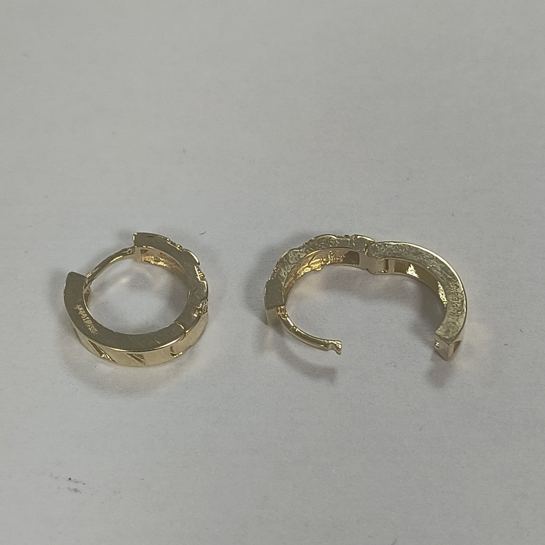 ARETES HUGGIES CON CIRCONIAS 14K 2.3 GR (NUEVO)