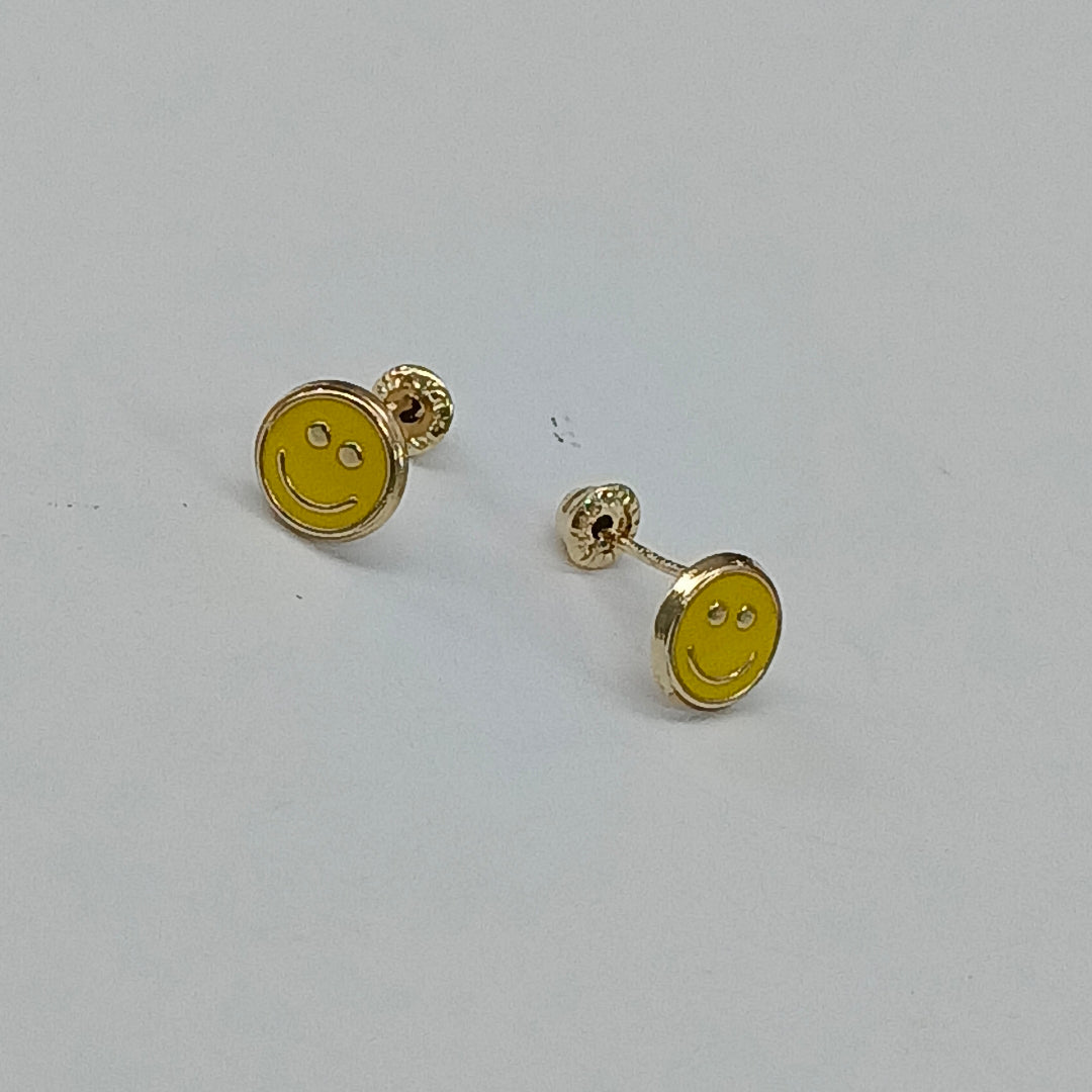 BROQUELES BROQUEL FIG SONRISA ESMALTE AMARILLO 14K 0.2074 GR (NUEVO)