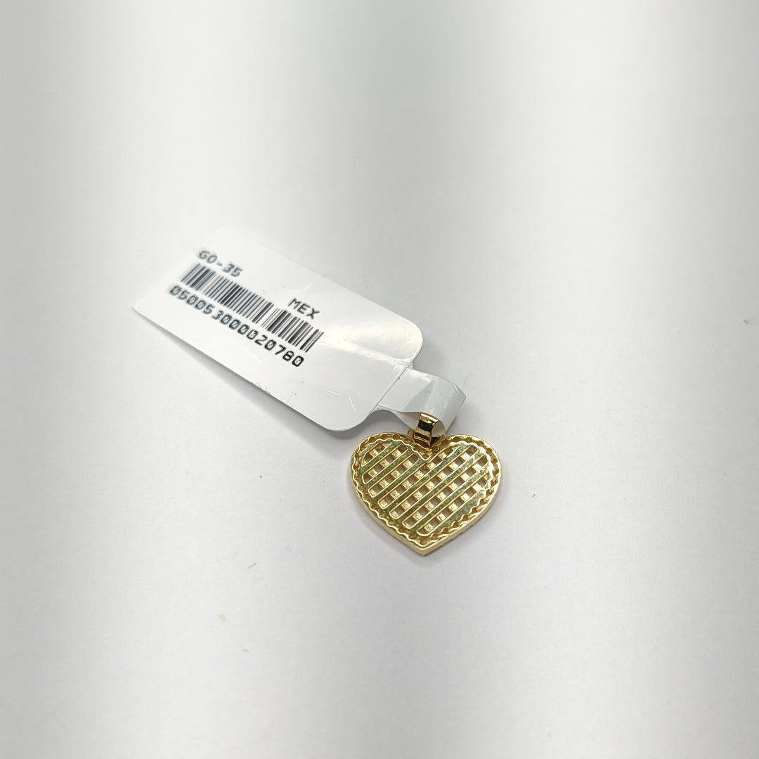 DIJE TEJIDO CORAZON CON CERCO DE CIRCONIAS 14K 1.2 GR (NUEVO)