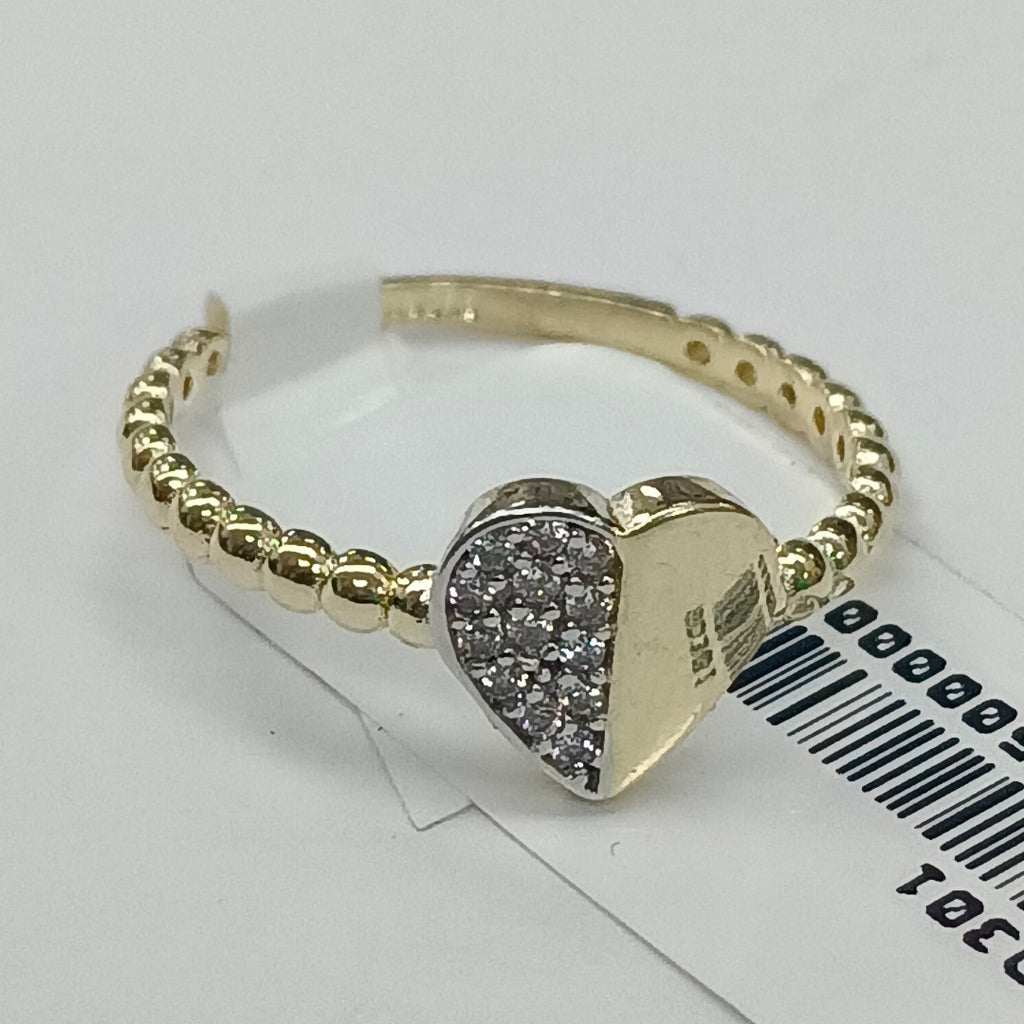 ANILLO ANILLITO FIG CORAZON C CIRCONIAS 14K 9 TALLA 1.7 GR (NUEVO)