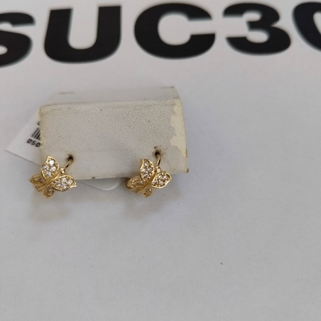 ARETES ARRACADAS CORAZON C CIRCONIAS 14K 1.8 GR (NUEVO)