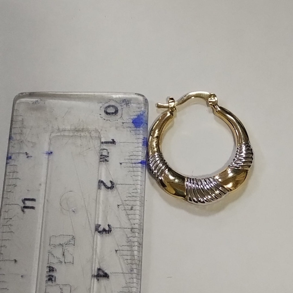 ARETES ARRACADAS HUECAS COMBINADAS 14K 2.6 GR (NUEVO)