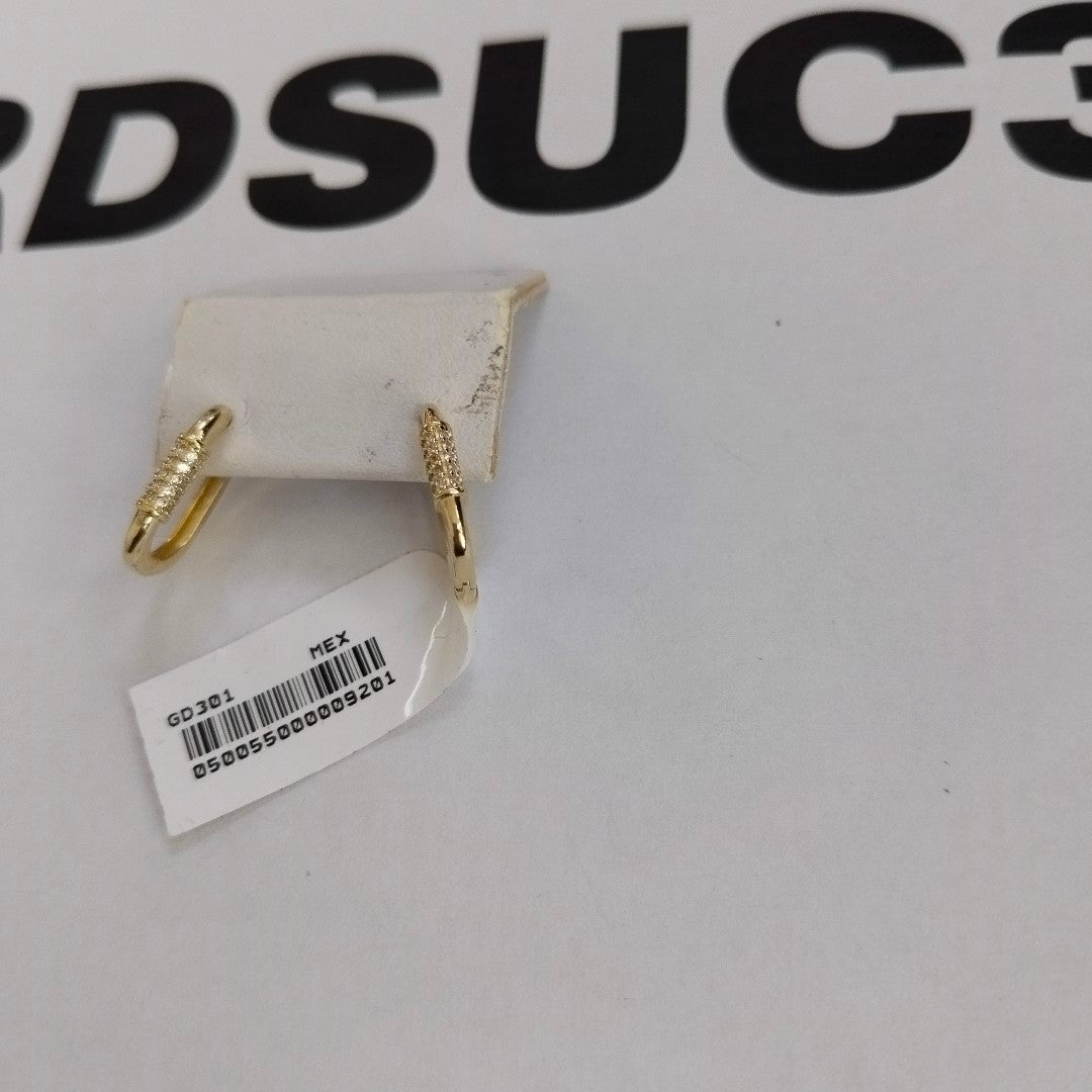 ARETES HUGGIES OVALADA C CIRCONIAS 14K 2.4 GR (NUEVO)