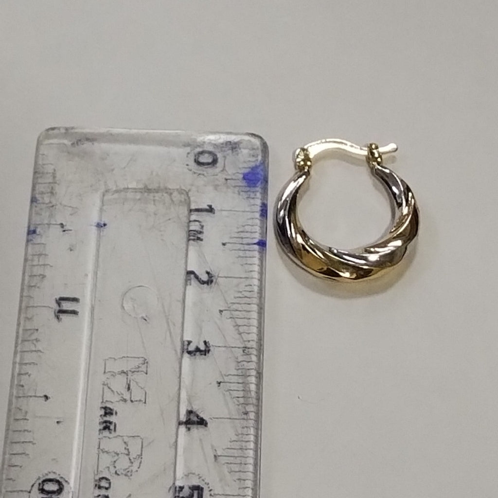 ARETES TEJIDO ARRACADA TRENZADA COMBINADA 14K 1.8 GR (NUEVO)