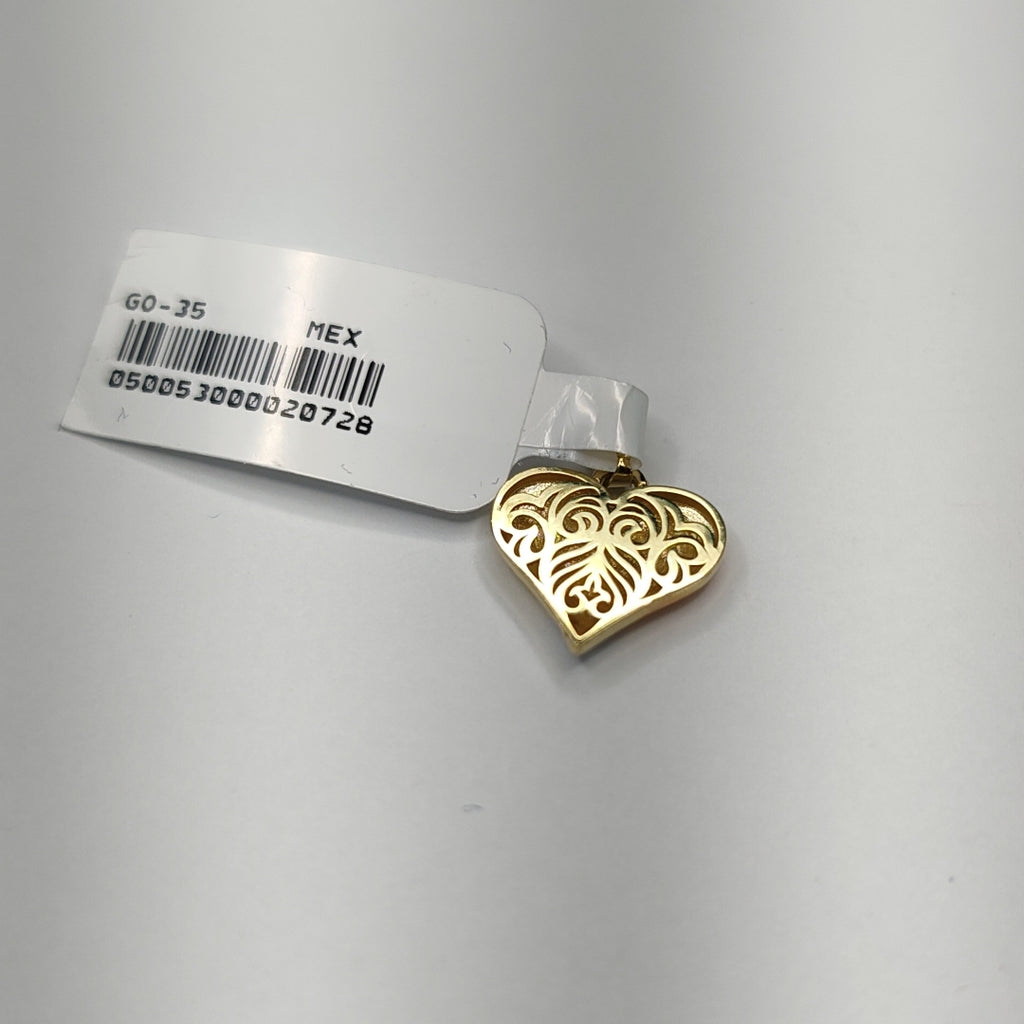 DIJE TEJIDO CORAZON LABRADO COMBINADO 14K 1.3 GR (NUEVO)