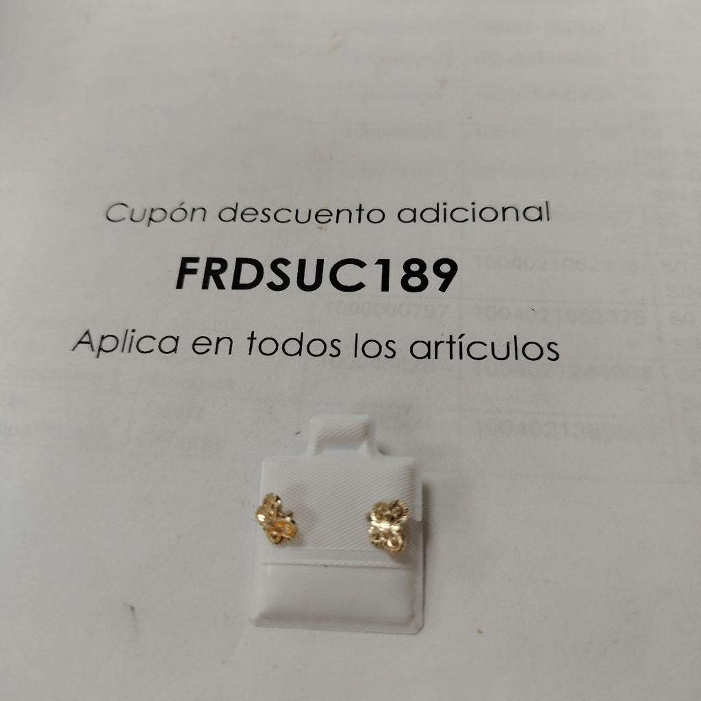 BROQUELES BROQUEL FIG MARIPOSA 14K 0.2668 GR (NUEVO)