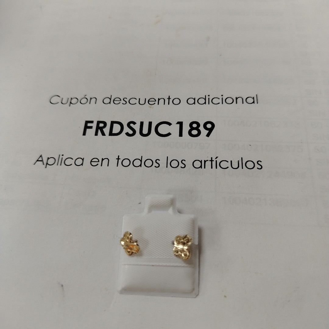BROQUELES BROQUEL FIG MARIPOSA 14K 0.2668 GR (NUEVO)