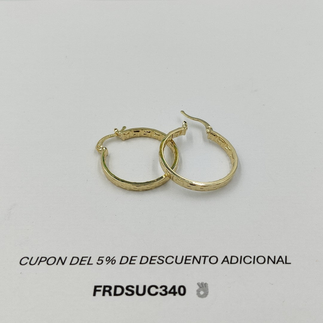 ARETES TEJIDO ARRACADA CON GRECAS 14K 2.7 GR (NUEVO)