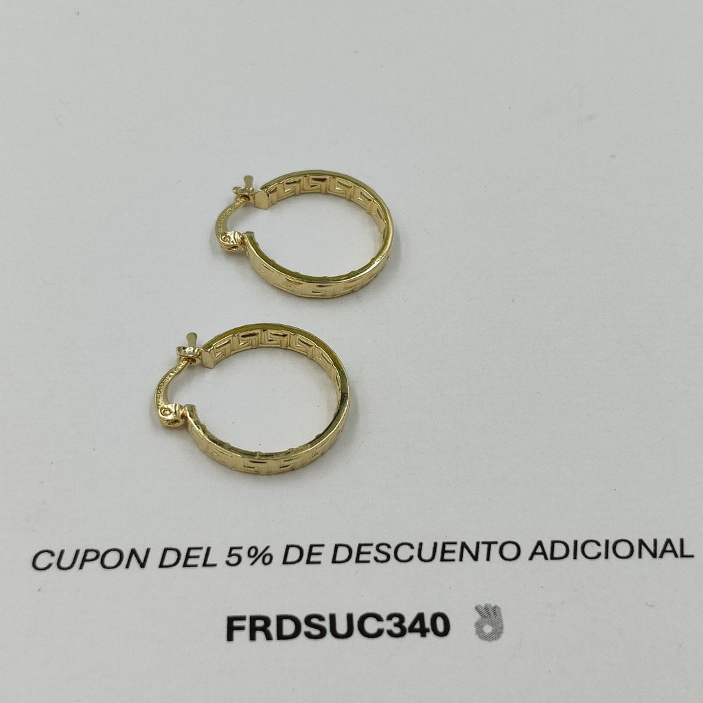 ARETES TEJIDO ARRACADAS TIPO GRECAS 14K 2.1 GR (NUEVO)