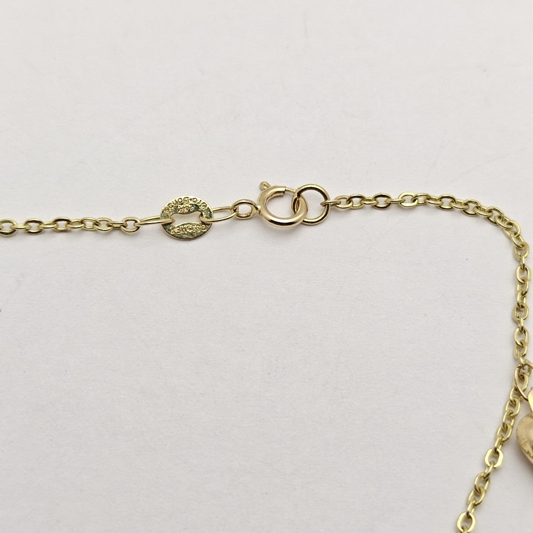 PULSERA ESP CON FIG CORAZONES 14K 18 CM 1.8 GR (NUEVO)