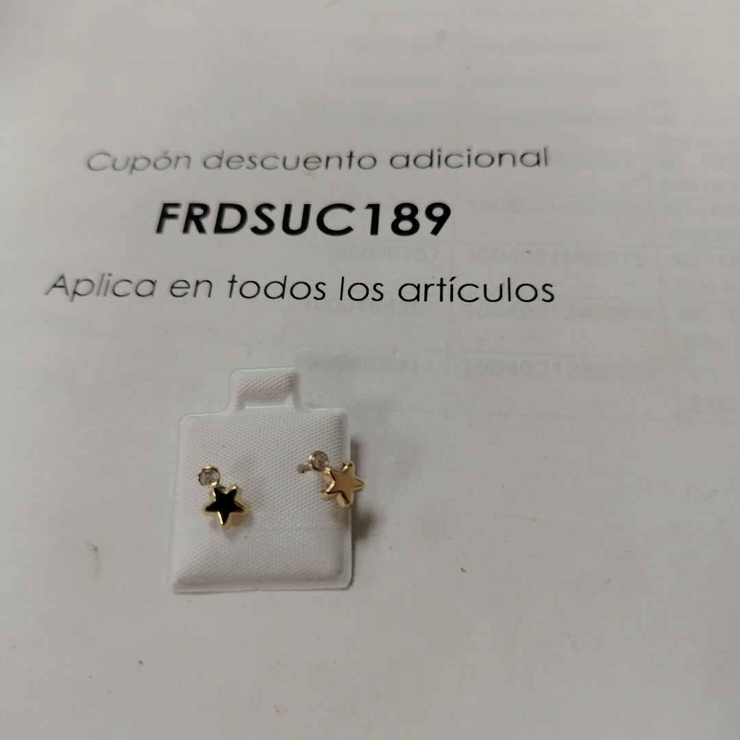 BROQUELES BROQUEL FIG ESTRELLA C CIRCONIA 14K 0.2603 GR (NUEVO)