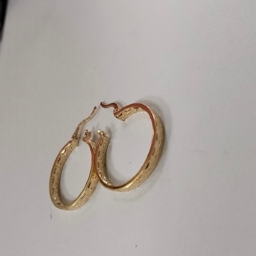 ARETES TEJIDO ARRACADA CON GRECAS 14K 2.7 GR (NUEVO)