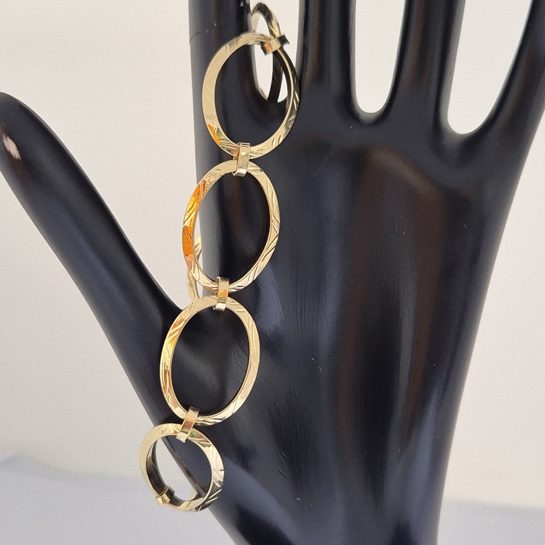 PULSERA CON AROS OVALADOS 14K 18 CM 5.2 GR (NUEVO)