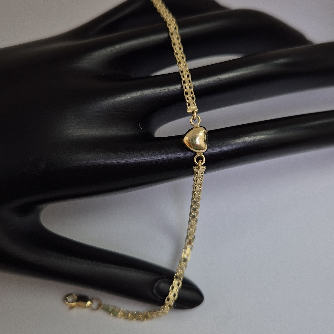PULSERA ESPECIAL C CORAZON 14K 18 CM 2.7 GR (NUEVO)