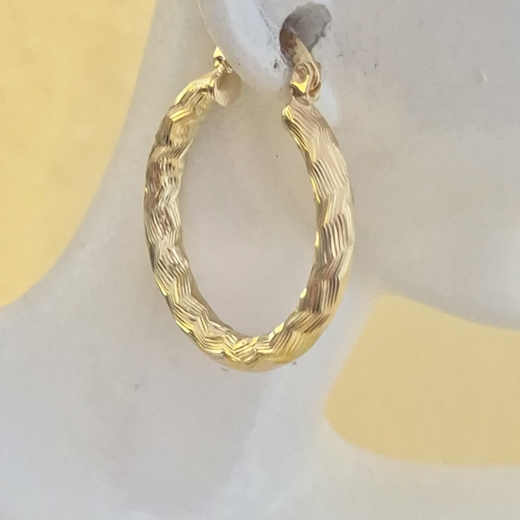 ARETES TEJIDO ARRACADA LABRADA 14K 2.7 GR (NUEVO)