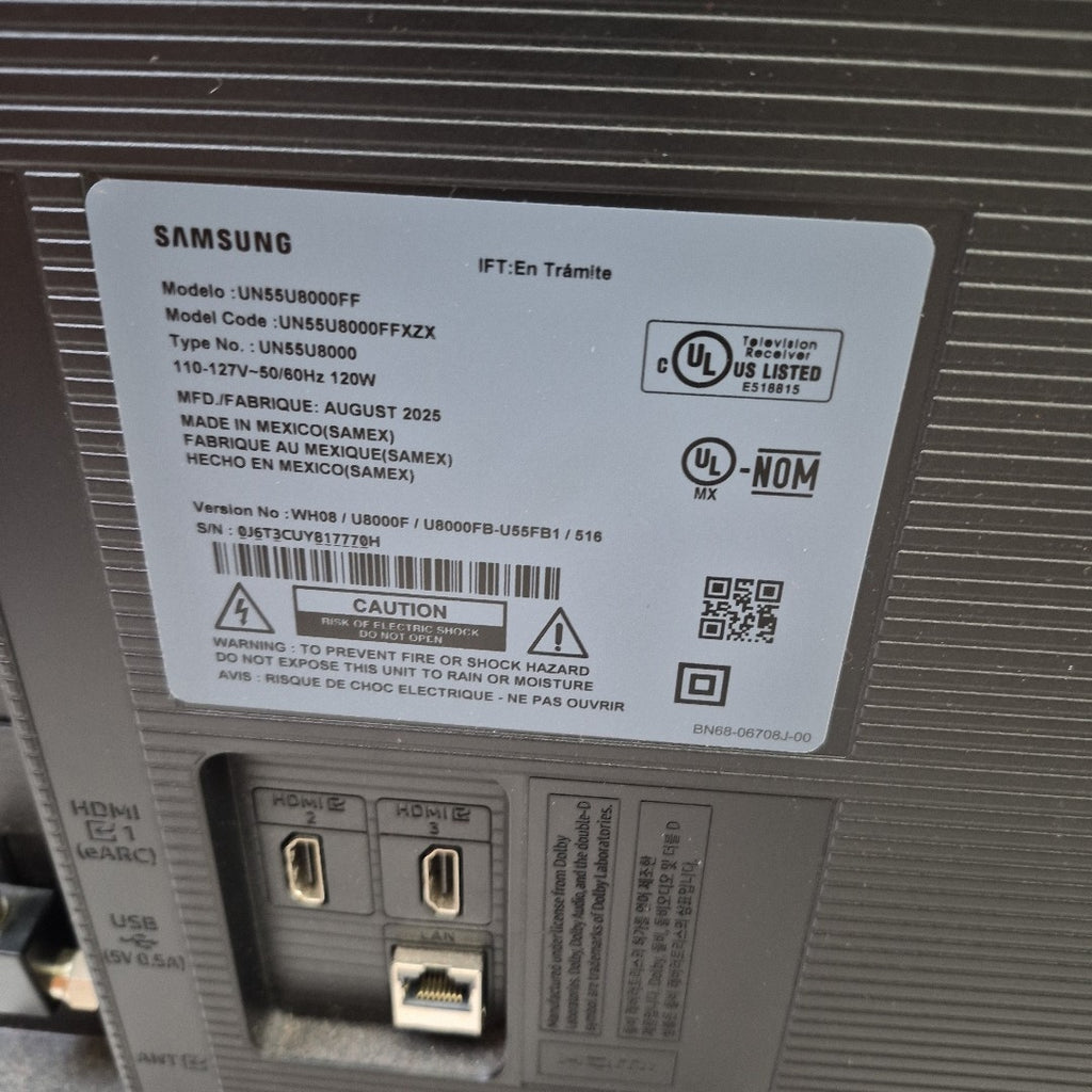 PANTALLA SAMSUNG UN55U8000FF (2025) 55" LED 4K (SEMINUEVO)