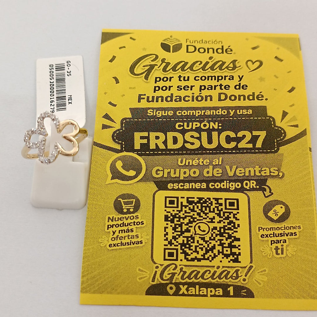 ANILLOS FIG FLOR CON CIRCONIAS 14K TALLA 7 1.6 GR (NUEVO)