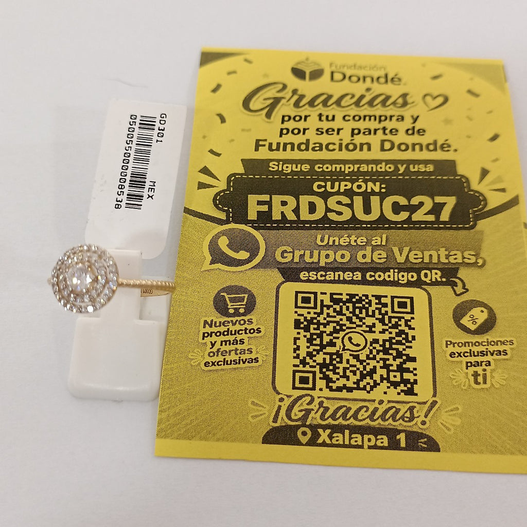 ANILLO ANILLITO C CIRCONIAS 14K 8.5 TALLA 1.9 GR (NUEVO)