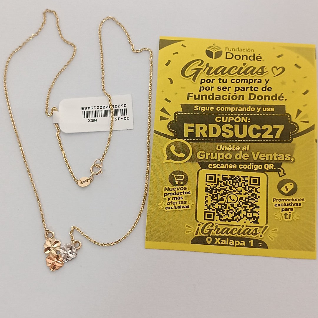 CADENA TEJIDO GARGANTILLA ESPECIAL C FLORES 14K 45 CM 3 GR (NUEVO)