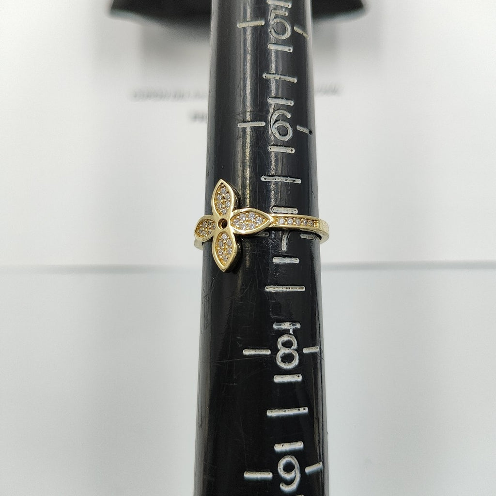 ANILLO ANILLITO FLOR C CIRCONIAS 14K 7 TALLA 1.9 GR (NUEVO)