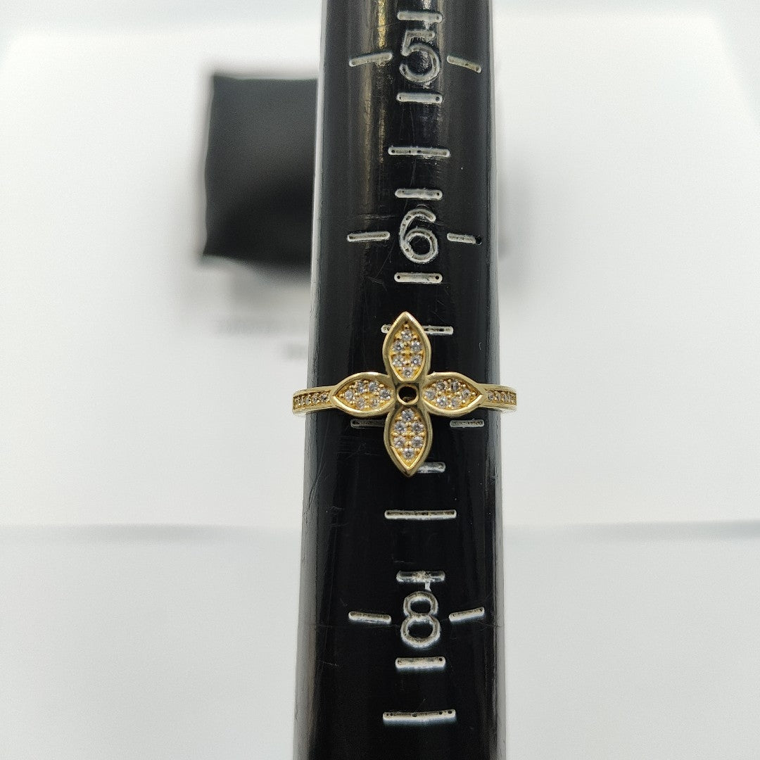ANILLO ANILLITO FLOR C CIRCONIAS 14K 7 TALLA 1.9 GR (NUEVO)