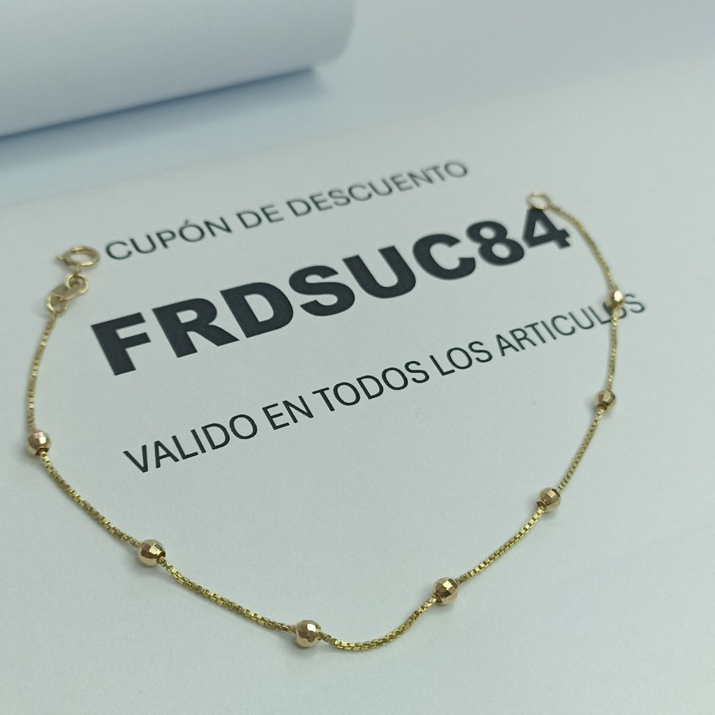 PULSERA ESPECIAL CON BOLITAS 14K 18 CM 1.4 GR (NUEVO)