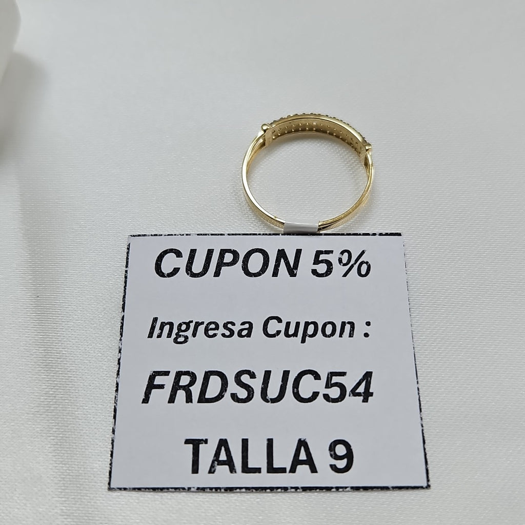 ANILLO ANILLITO C CIRCONIAS 14K 9 TALLA 1.5 GR (NUEVO)