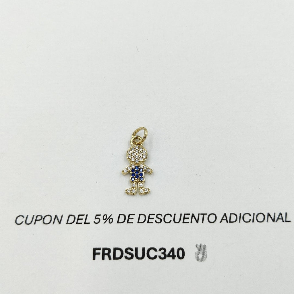DIJE NIÑO CON CIRCONIAS Y PIEDRAS DE COLOR 10K 0.8 GR (NUEVO)