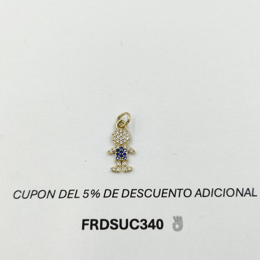 DIJE NIÑO CON CIRCONIAS Y PIEDRAS DE COLOR 10K 0.8 GR (NUEVO)