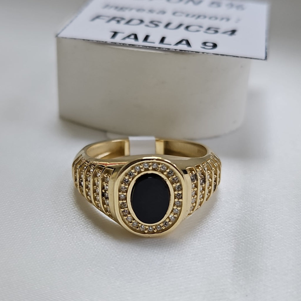 ANILLOS CON ONIX Y CIRCONIAS 14K TALLA 11.5 5.3 GR (NUEVO)