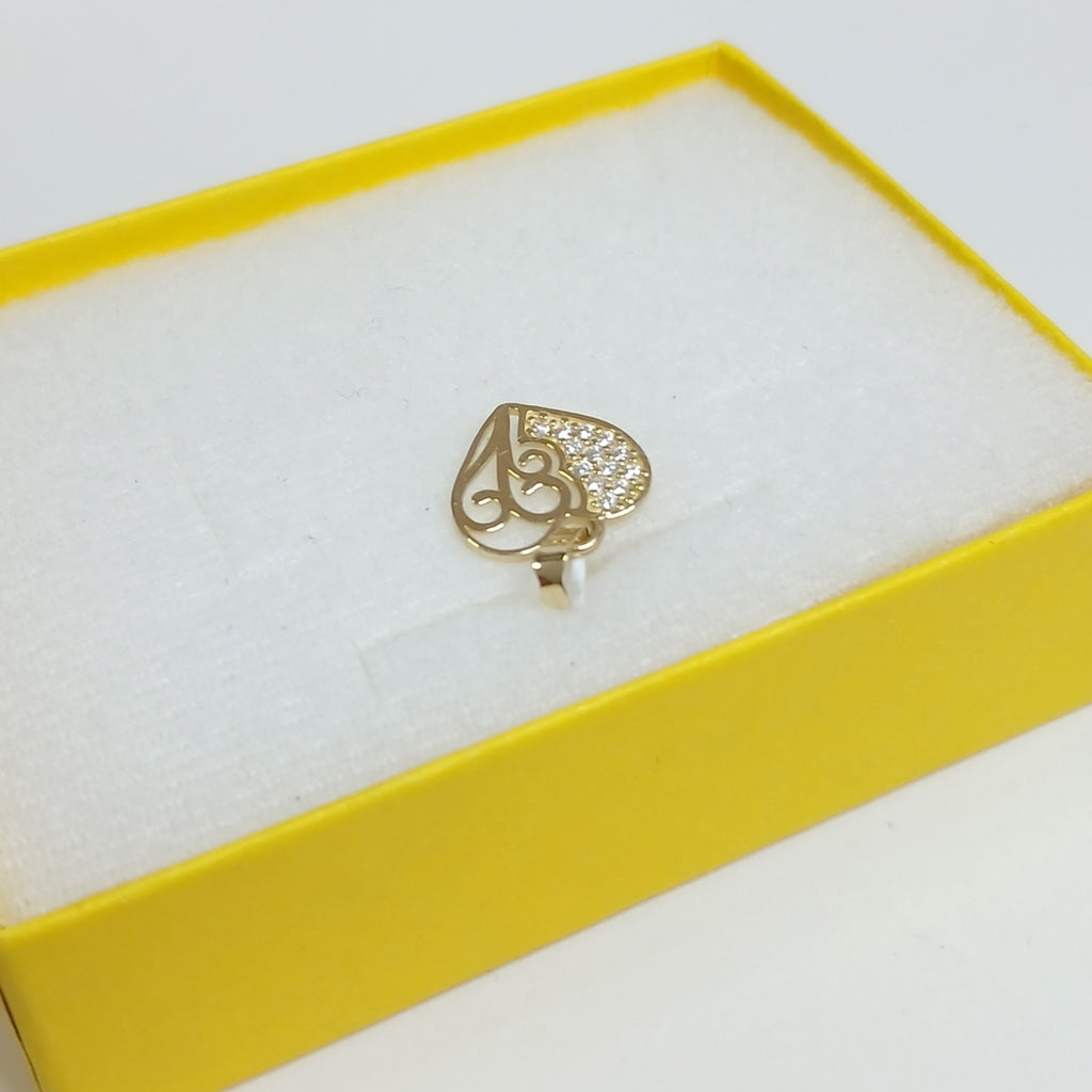 DIJE TEJIDO CORAZON CON CIRCONIAS Y ARBOL DE LA VIDA 14K 0.9 GR (NUEVO)