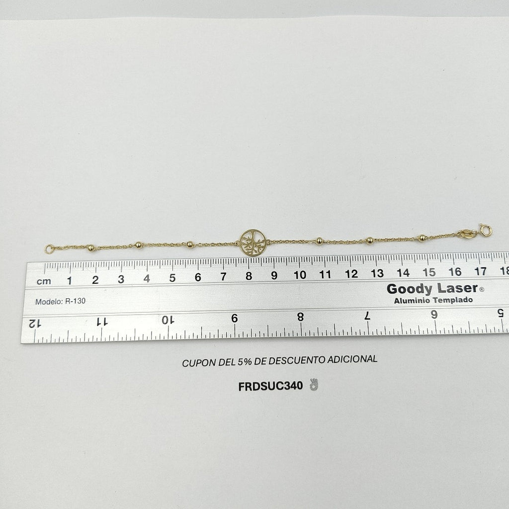 PULSERA TEJIDO ESPECIAL ARBOL 14K 18 CM 1.7 GR (NUEVO)