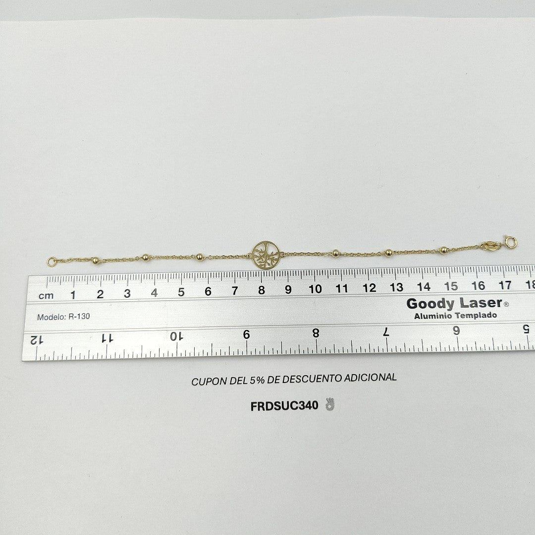 PULSERA TEJIDO ESPECIAL ARBOL 14K 18 CM 1.7 GR (NUEVO)