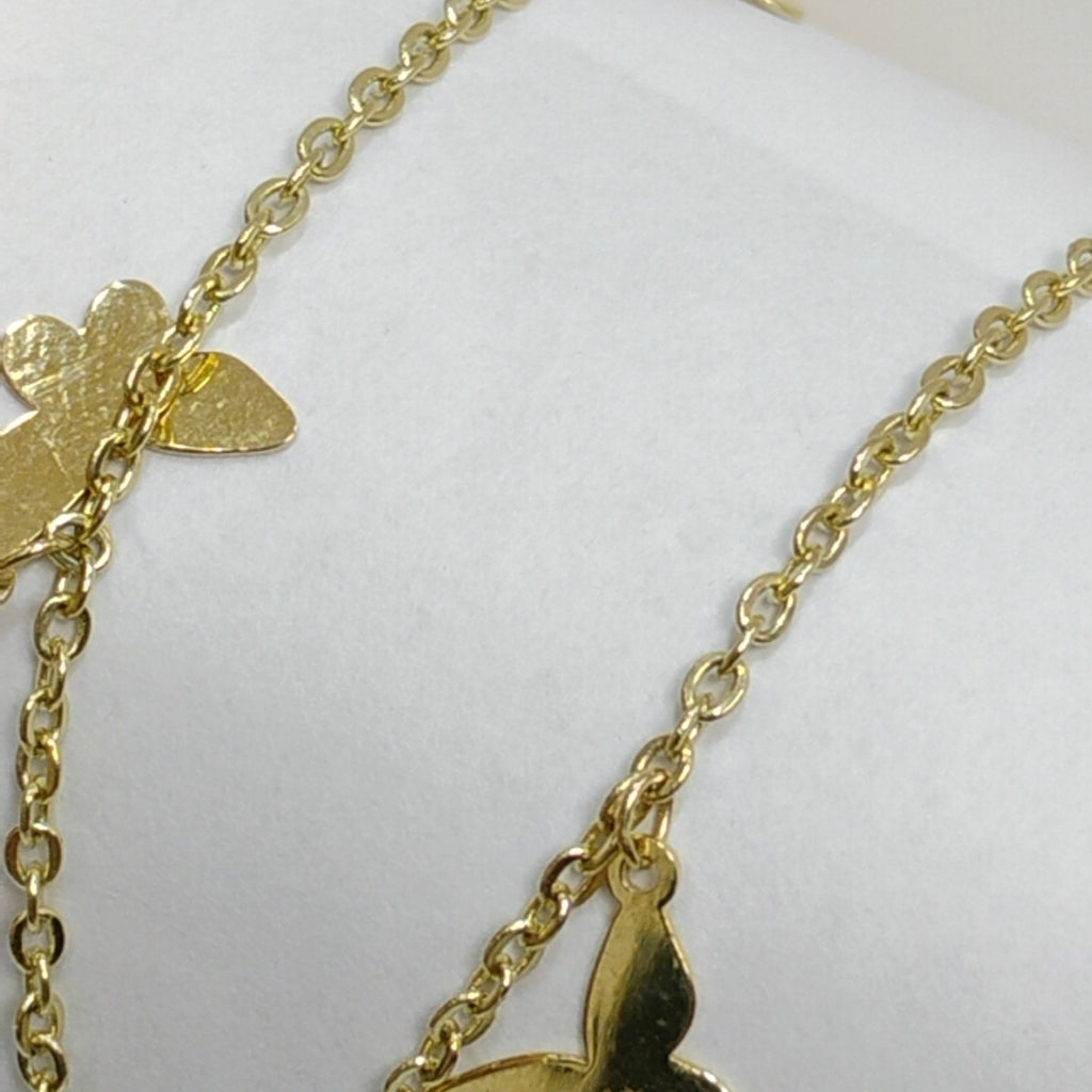 PULSERA ESPECIAL CON MARIPOSAS 14K 18 CM 2.1 GR (NUEVO)