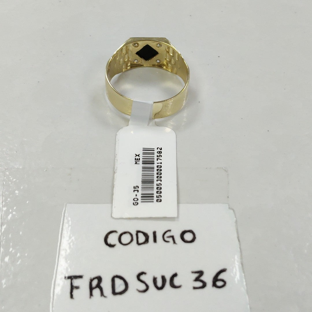 ANILLOS CON ONIX Y CIRCONIAS 14K TALLA 12 4.7 GR (NUEVO)
