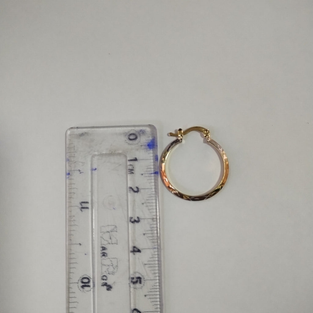 ARETES TEJIDO ARRACADAS BISELADAS COMBINADAS 14K 1.3 GR (NUEVO)