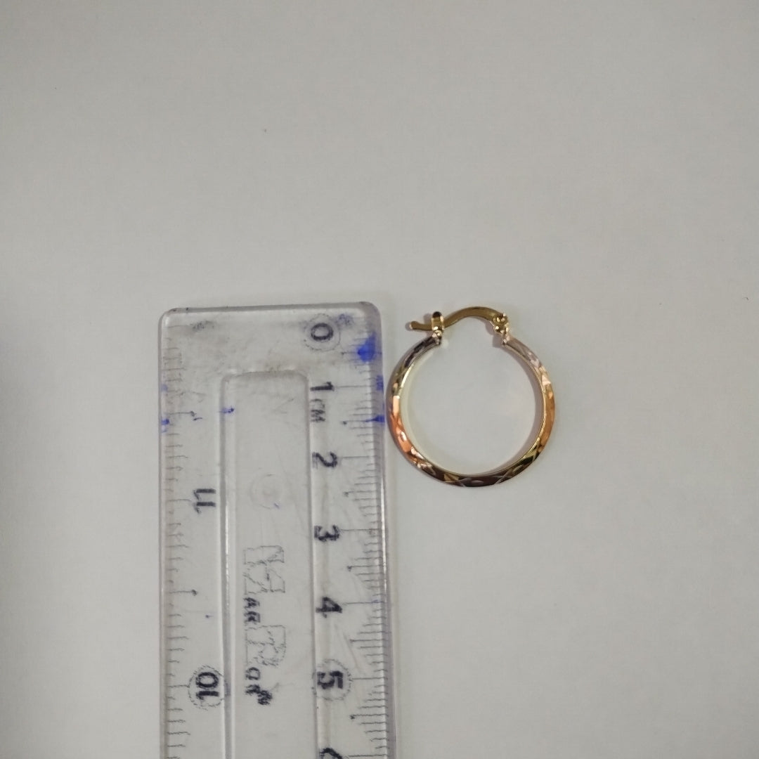ARETES TEJIDO ARRACADAS BISELADAS COMBINADAS 14K 1.3 GR (NUEVO)