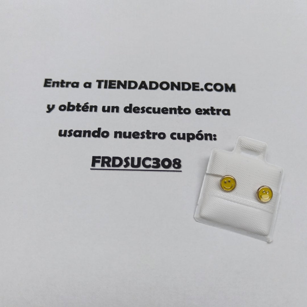 BROQUELES BROQUEL FIG SONRISA ESMALTE AMARILLO 14K 0.2074 GR (NUEVO)